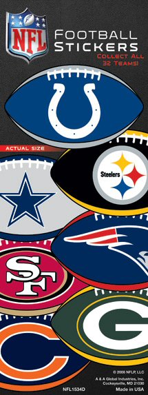 NFL Football Stickers NFL bulk vend stickers have a new design this year!
