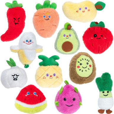 Mini Fruit and Vegetable Plush Assortment (3in-4 in) 12 ct
