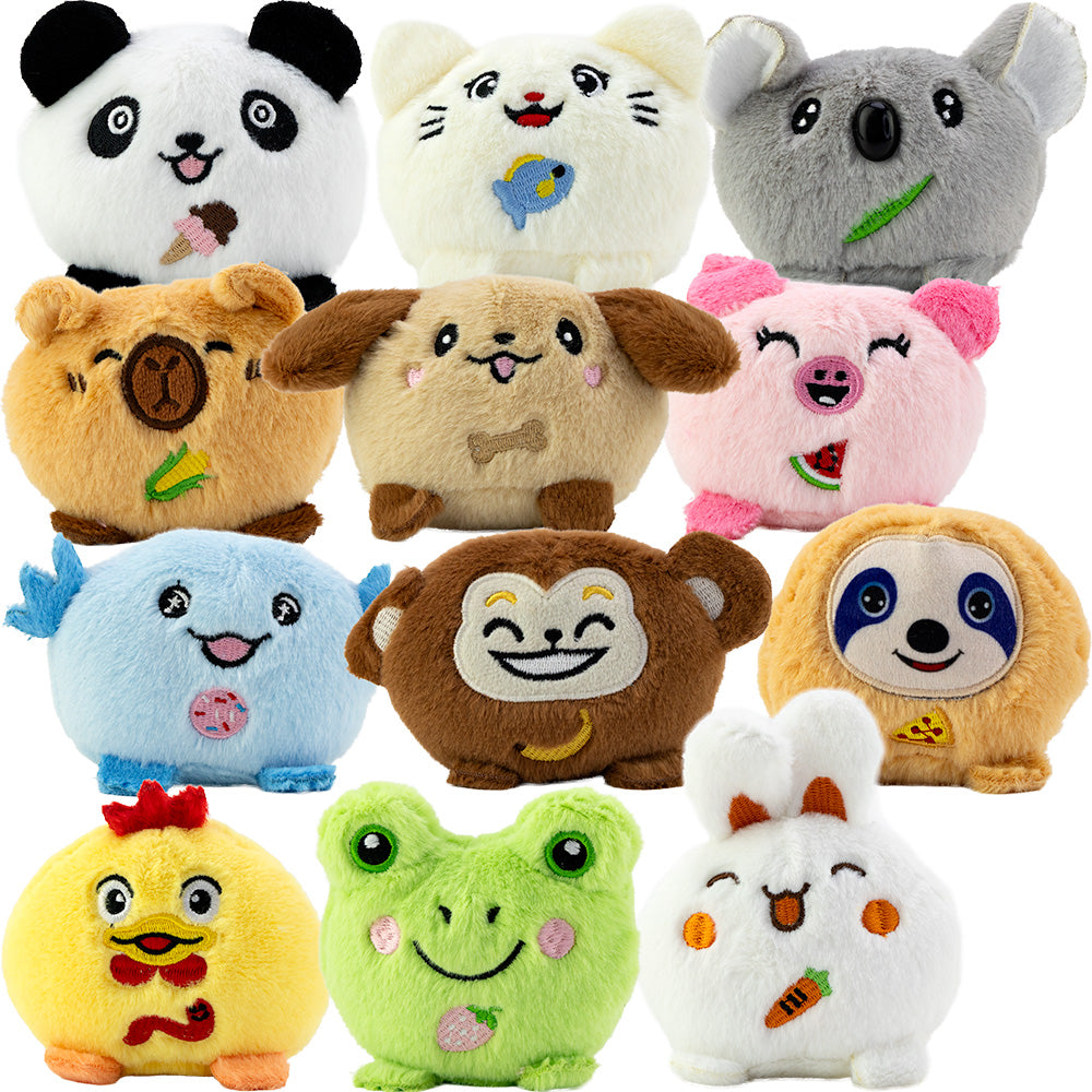 Mini Round Animal Plush 4in Asst (12pcs)