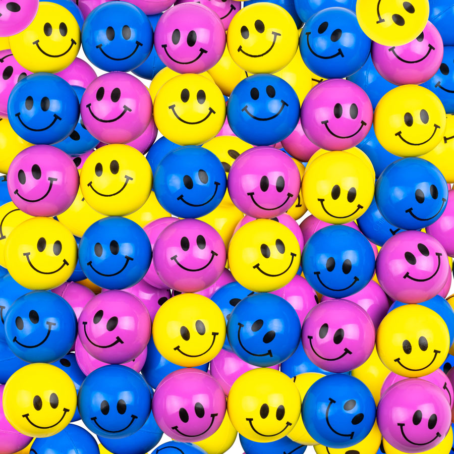 Smiley Face 32mm Bouncy Balls (100 ct)
