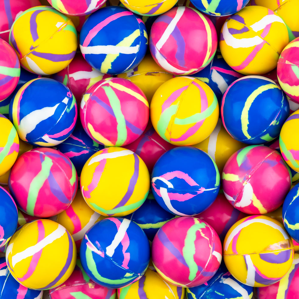 Color Stripe 45mm Bouncy Balls (50 ct)