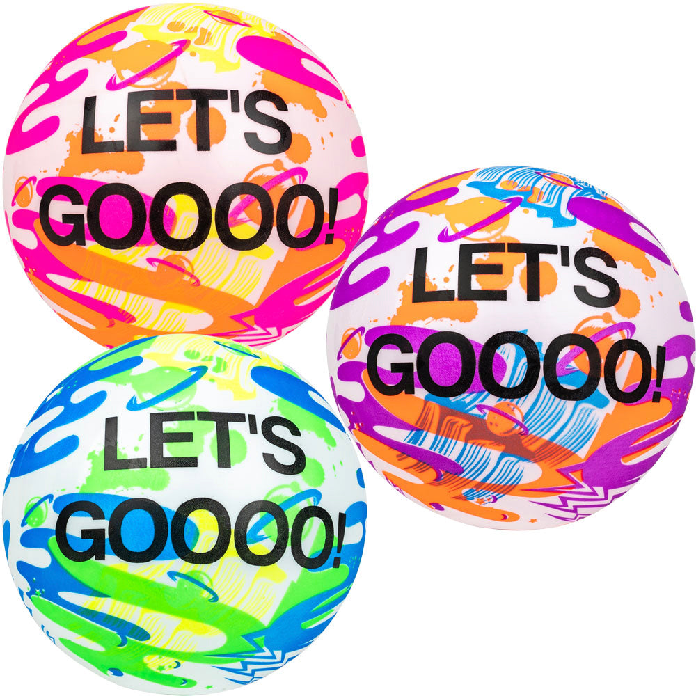 6 Inch Neon Space Balls w/LET'S GOOOO! Logo (3 Colors) (100 pct)