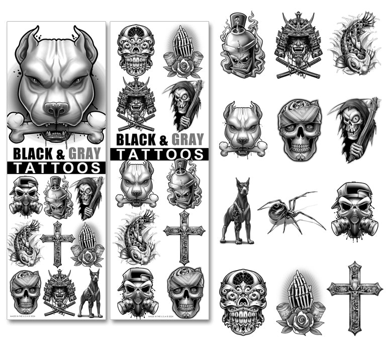 General Black & Gray Temporary Vending Tattoos (300 ct)