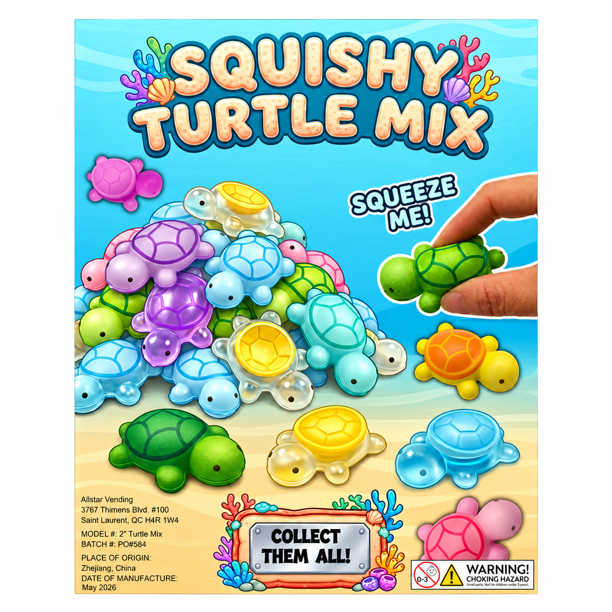 Turtles Slow Rise squishy 50/50 Mix Vending Capsules (2-inch) 250 ct