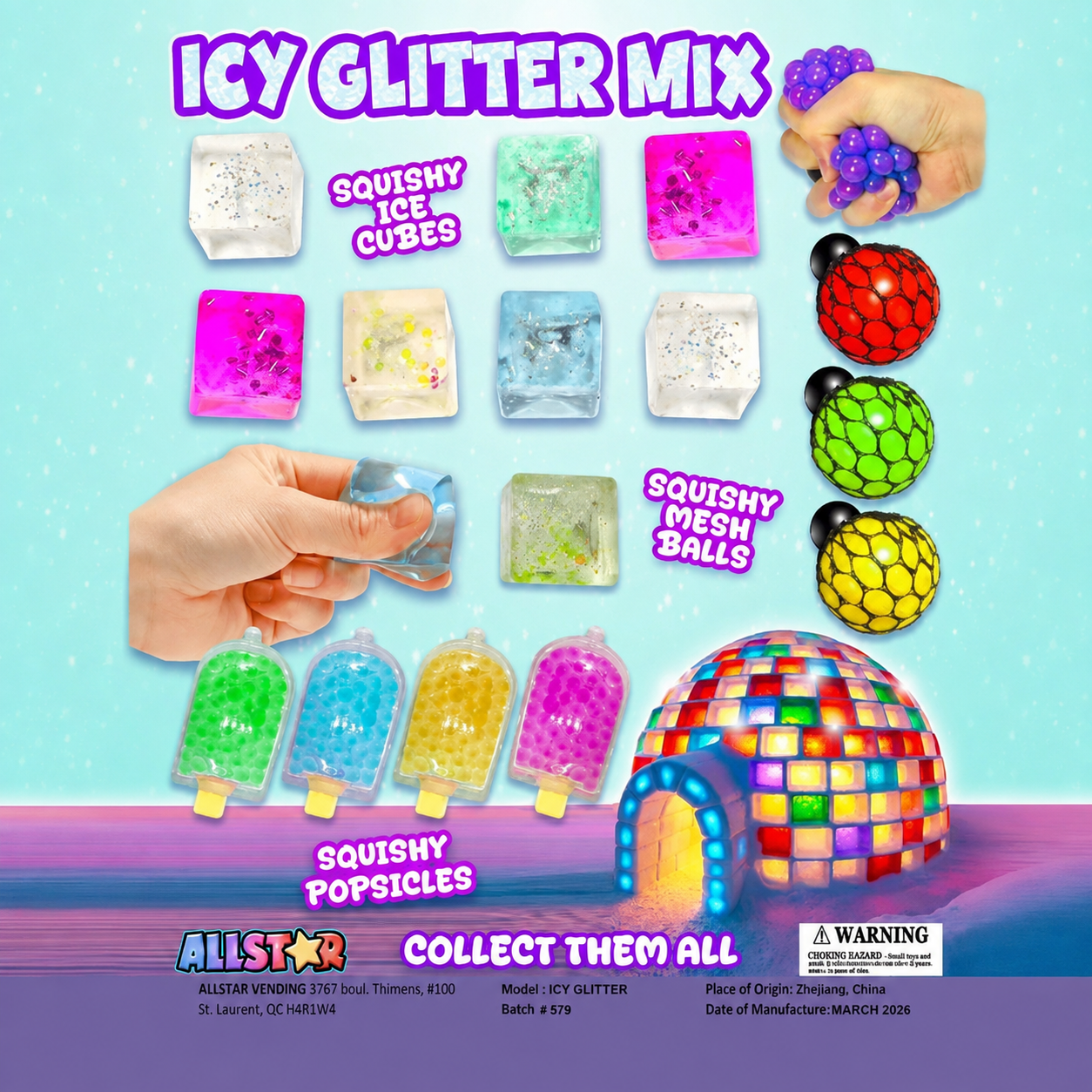 Icy Glitter Vending Capsules (2-inch) 250 ct