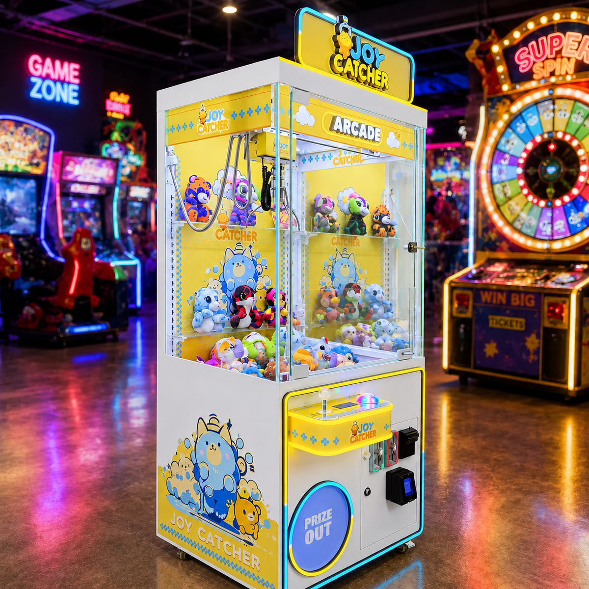 Yellow Joy Catcher 31-inch Claw Machine