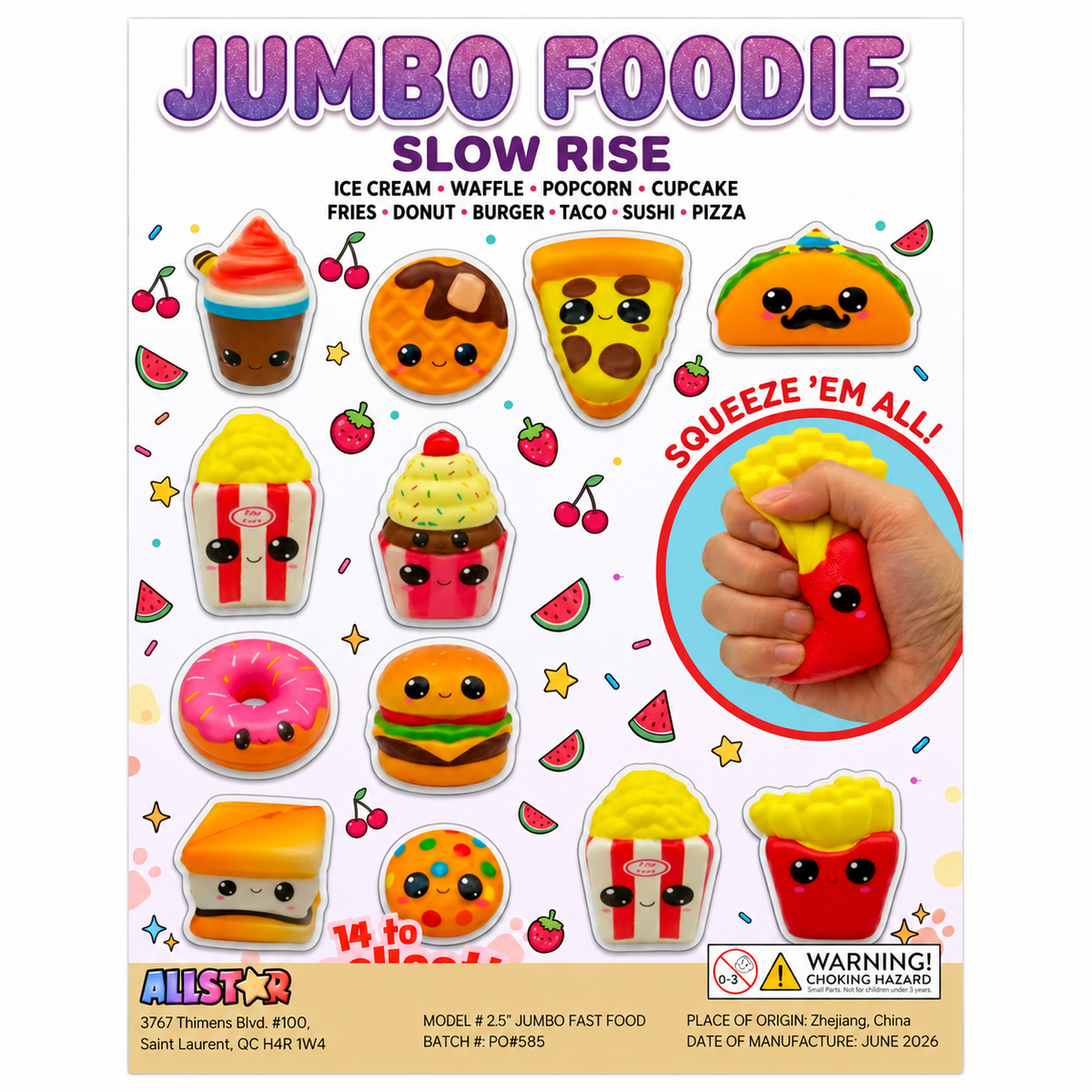 2.5" Jumbo Fast Food Slow Rise (250 per box)
