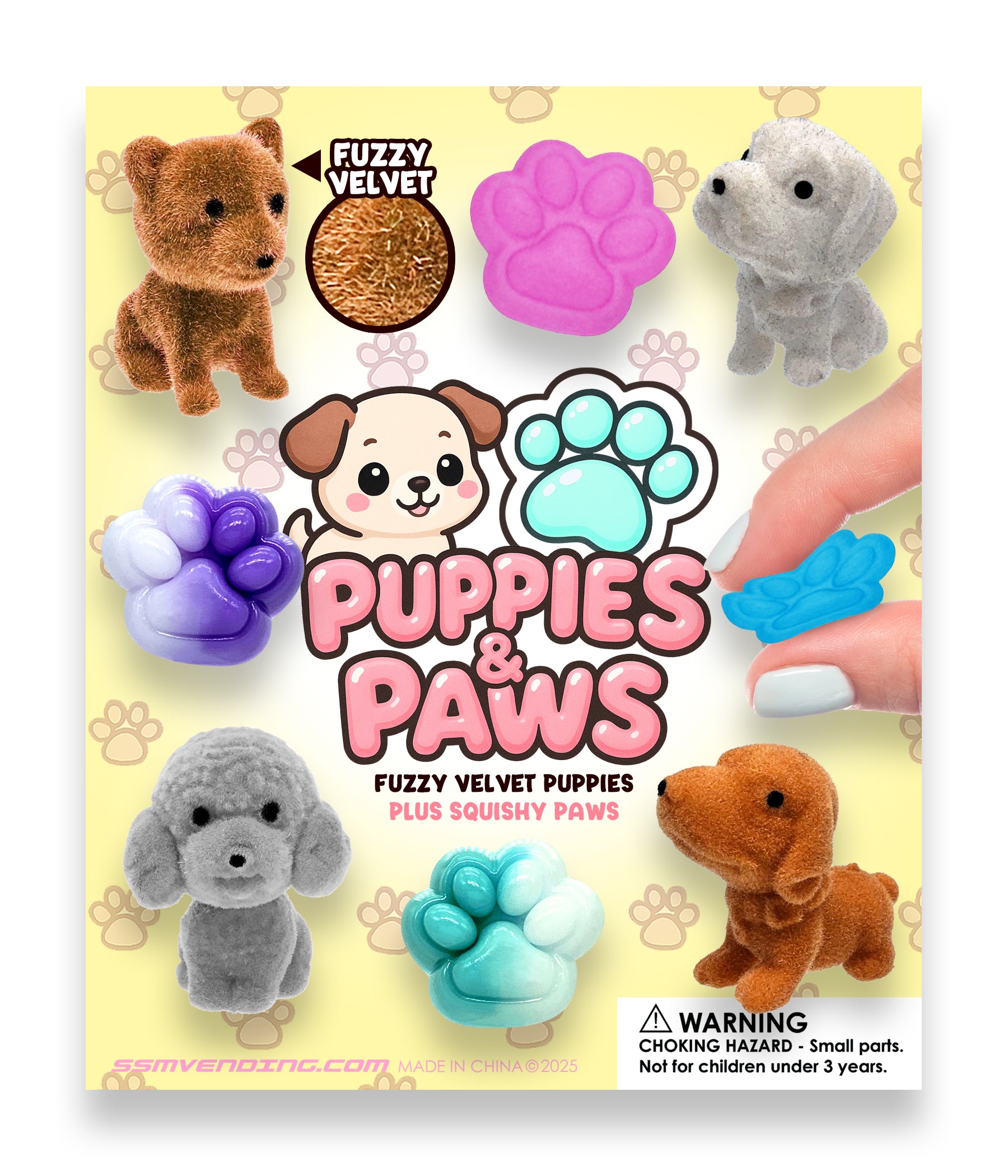 Puppies Paws Mix display showing fuzzy puppies and squishy paws examples
