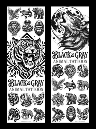 Animal Black and Grey Temporary Vending Tattoos (300 ct)