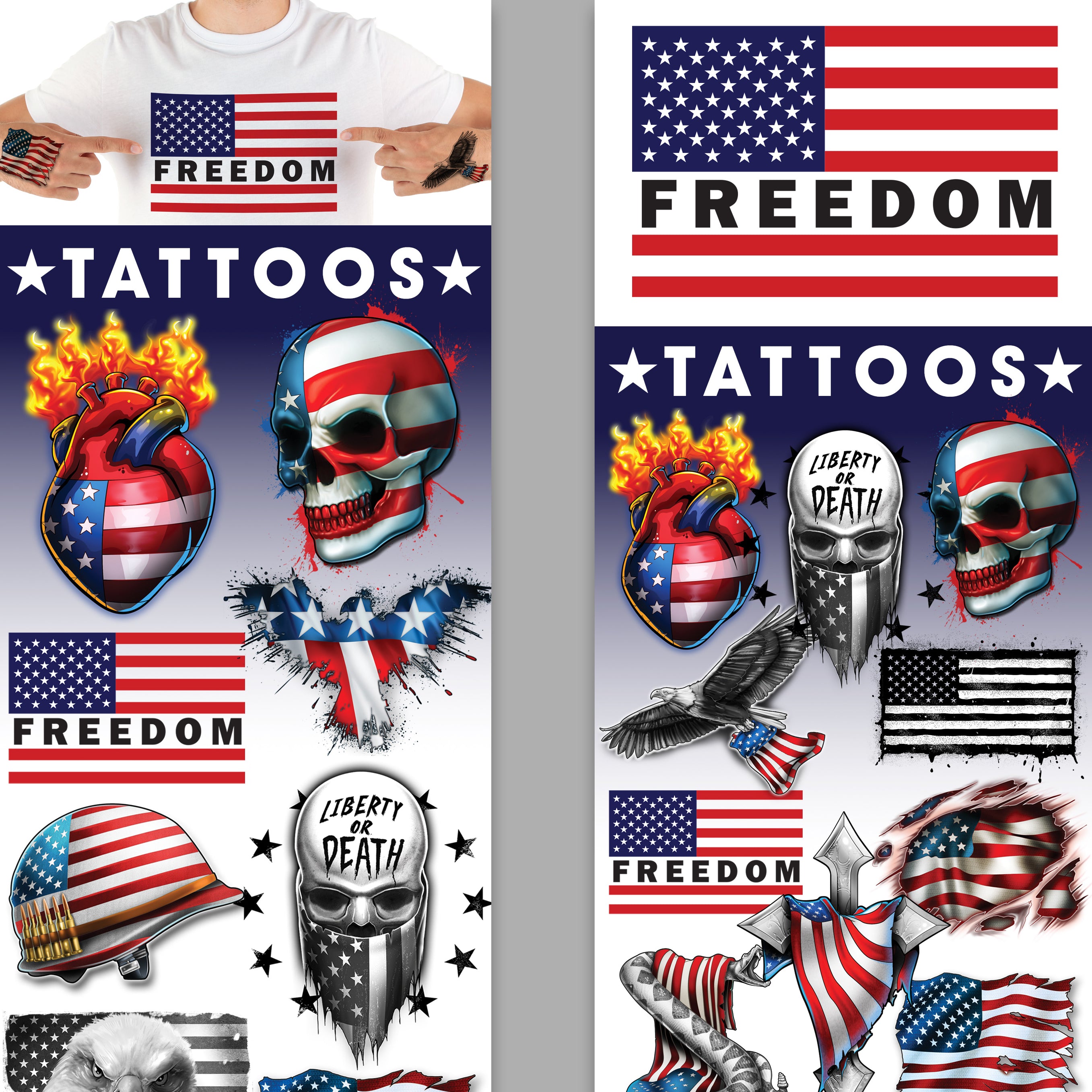 About Freedom Patriotic Temporary Vending Tattoos (300 ct)