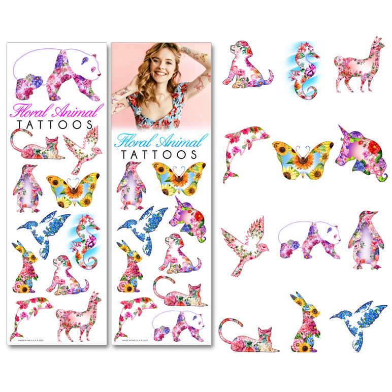 Flower Animals Tattoos (300 ct)