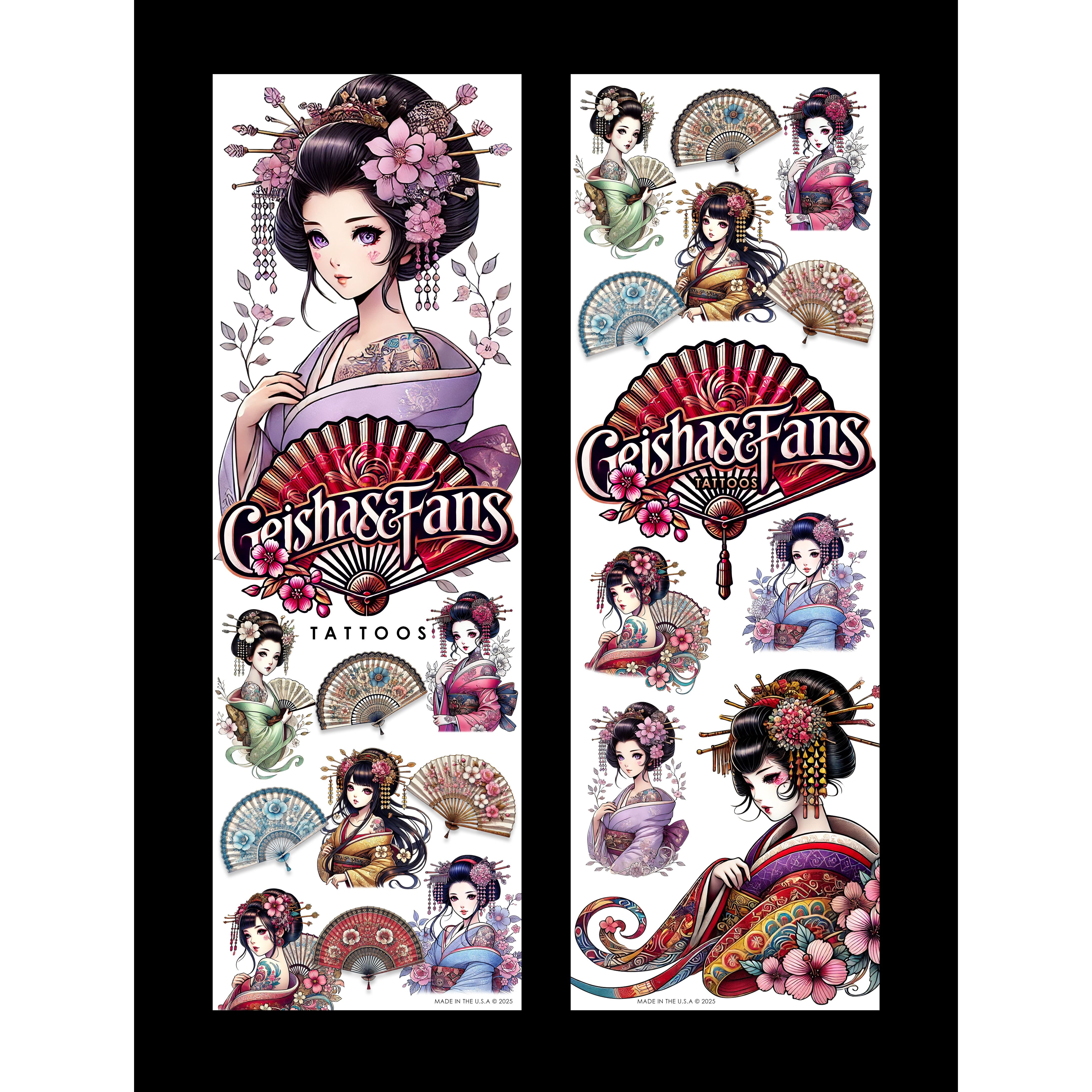 Geishas & Fans Temporary Vending Tattoos (300 ct)