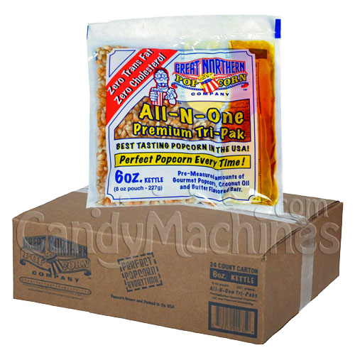 6 Oz. All-N-One Premium Tri-Pak Portion Popcorn - 24 Pack