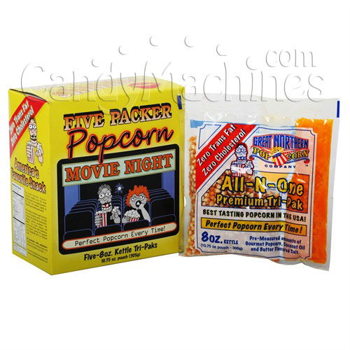 8 Oz. All-N-One Premium Tri-Pak Portion Popcorn - 5 Pack