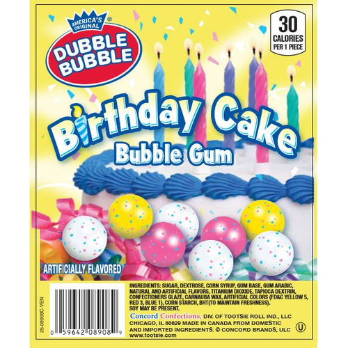 Dubble Bubble Birthday Cake Gumballs, 1-inch (850 ct)