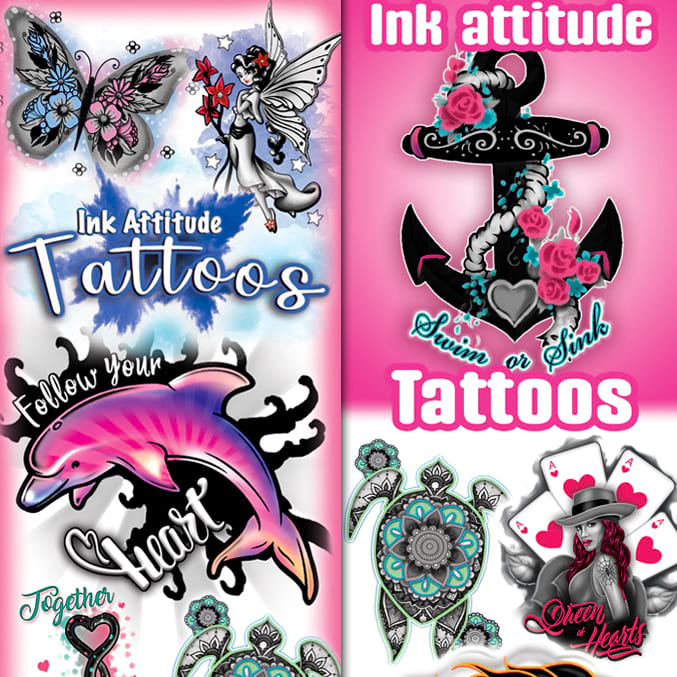 Black Ink Girls #2 Temporary Vending Tattoos (300 ct)