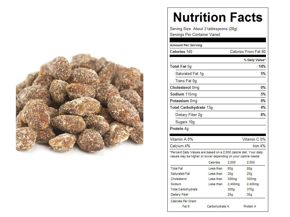 Honey Cinnamon Coated Bulk Almonds 20 lbs