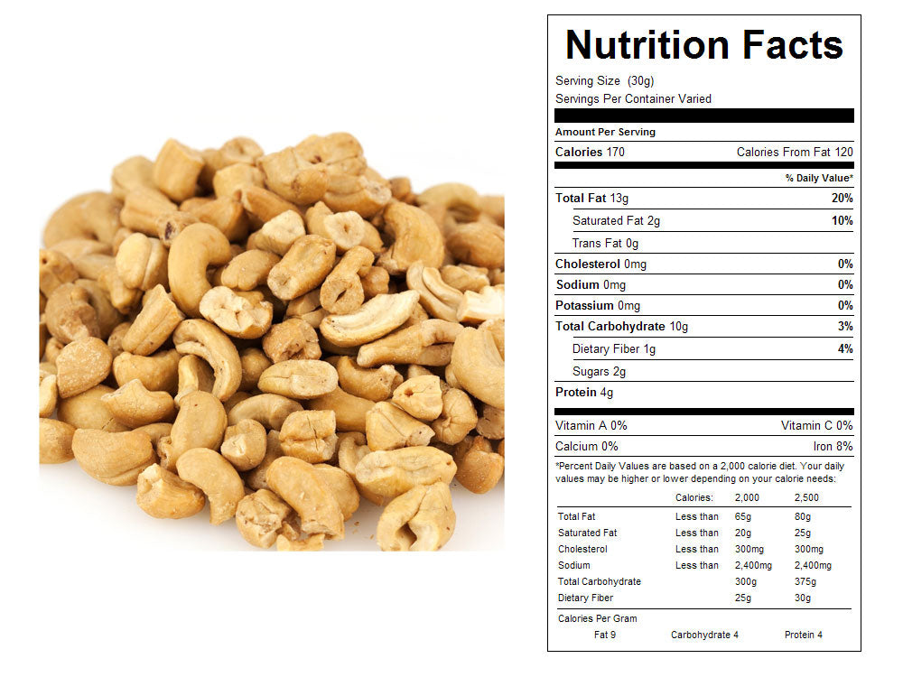 Large Unsalted Roasted Bulk Cashew Pieces