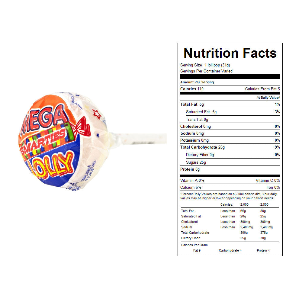 Wrapped Mega Lollies Bulk Candy 60 ct