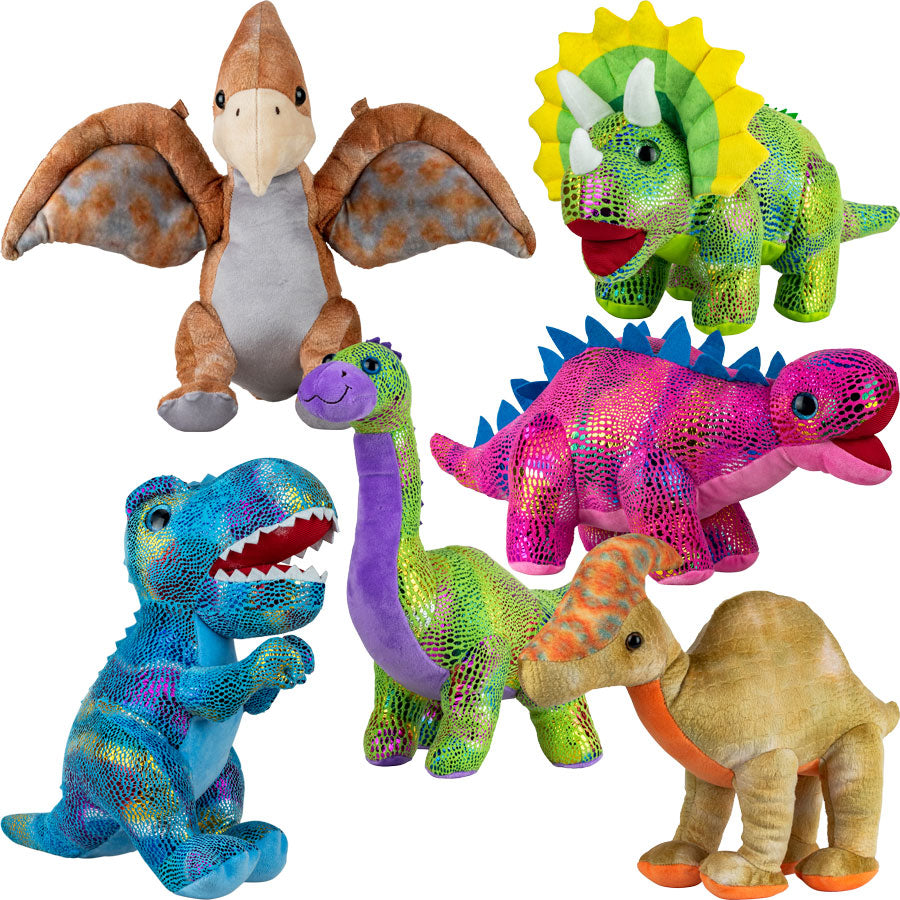 Jumbo Metallic Dinosaur Plush 11"-14" Mix (30 ct)