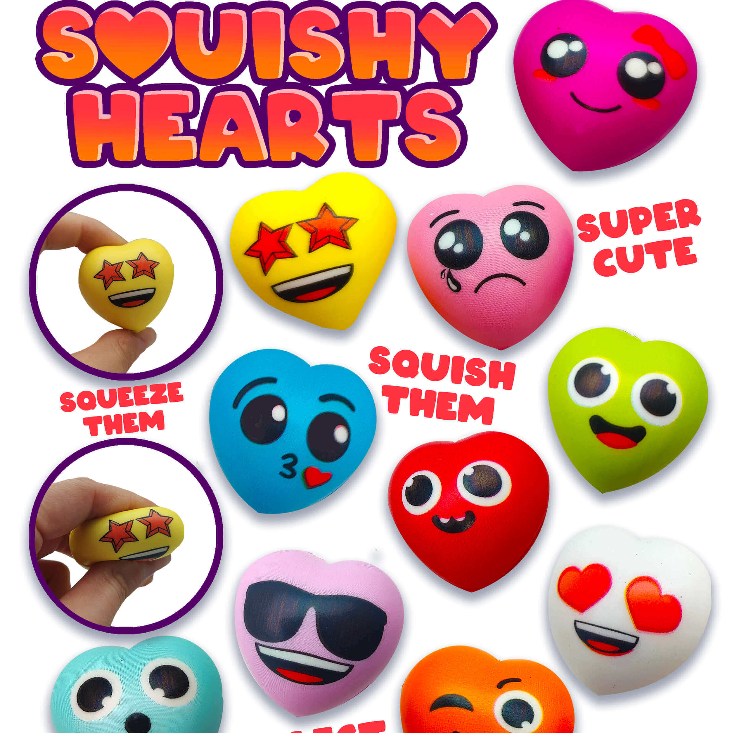 Squishy Hearts Vending Capsules (2 inch) 200 ct