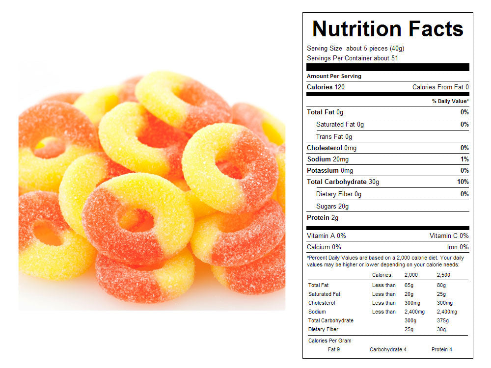 Peach Gummy Rings Bulk Candy 18 lbs