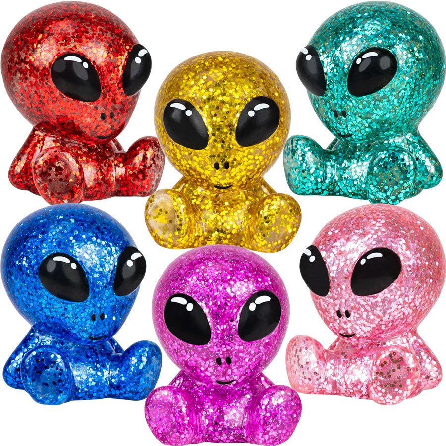 Glitter Rubber Aliens (2.5 inch) 50 ct