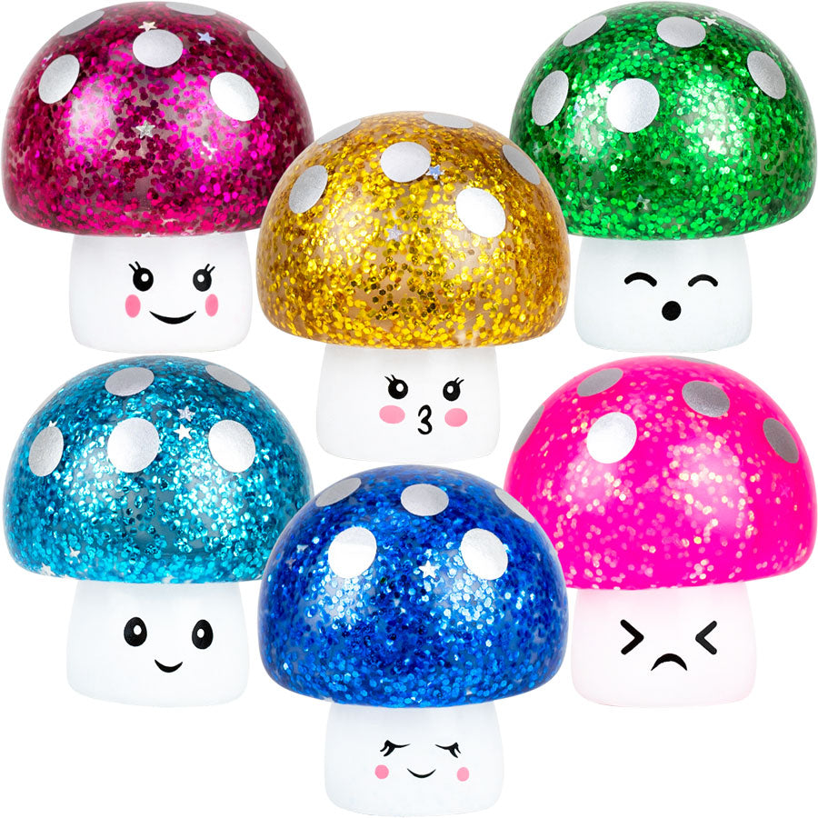 Glitter Mushrooms Assortment (2.5 inch) 50 ct
