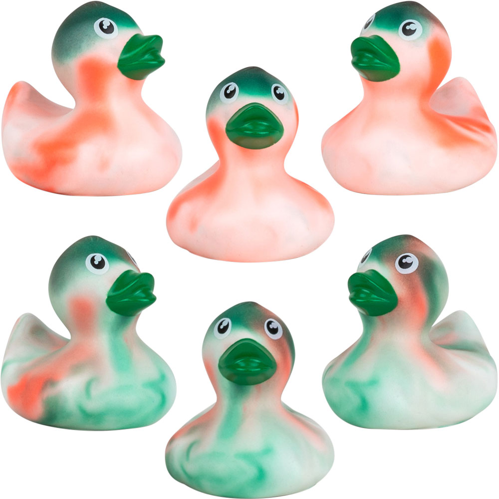 Rubber Marble Color Swirl Ducks (2 inch) 50 ct