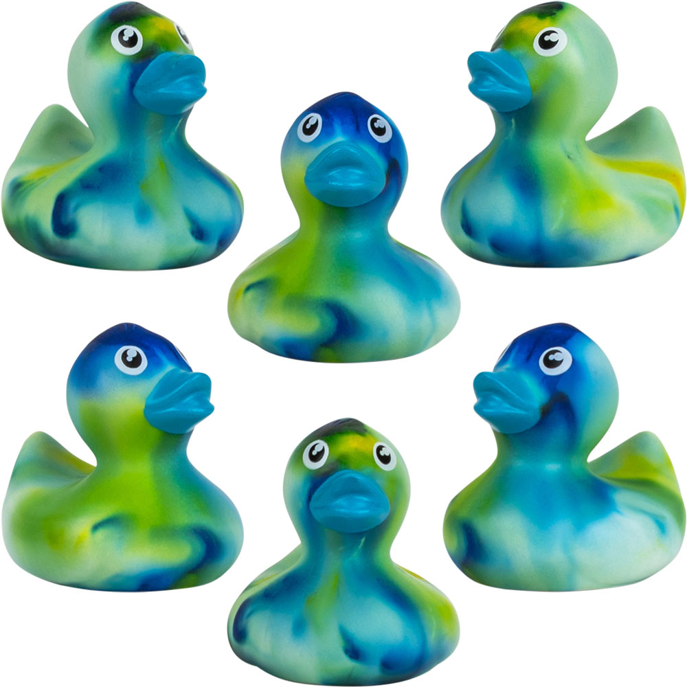 Rubber Marble Color Swirl Ducks (2 inch) 50 ct