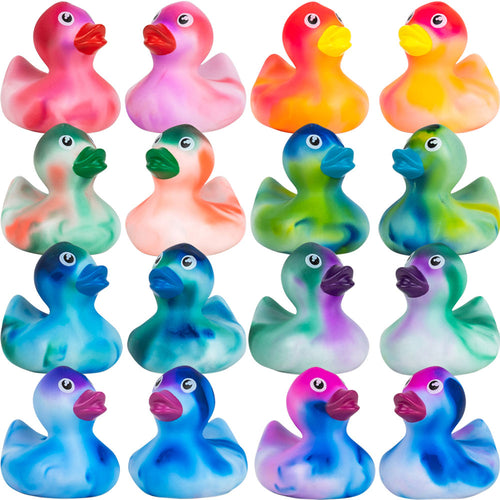 Rubber Marble Color Swirl Ducks (2 inch) 50 ct