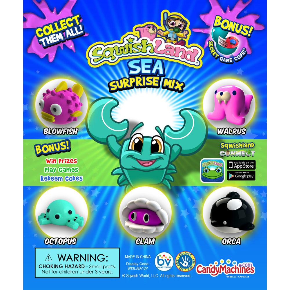 ジュニア　SQUIDMANIA商品 Sqwishland Seamania Vending Capsules, 1-inch (250 ct
