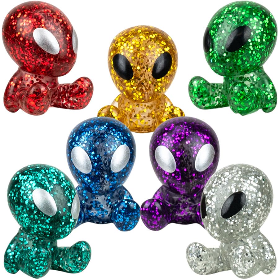 Sitting Glitter Alien Figures Vending Capsules (2 inch) 250 ct
