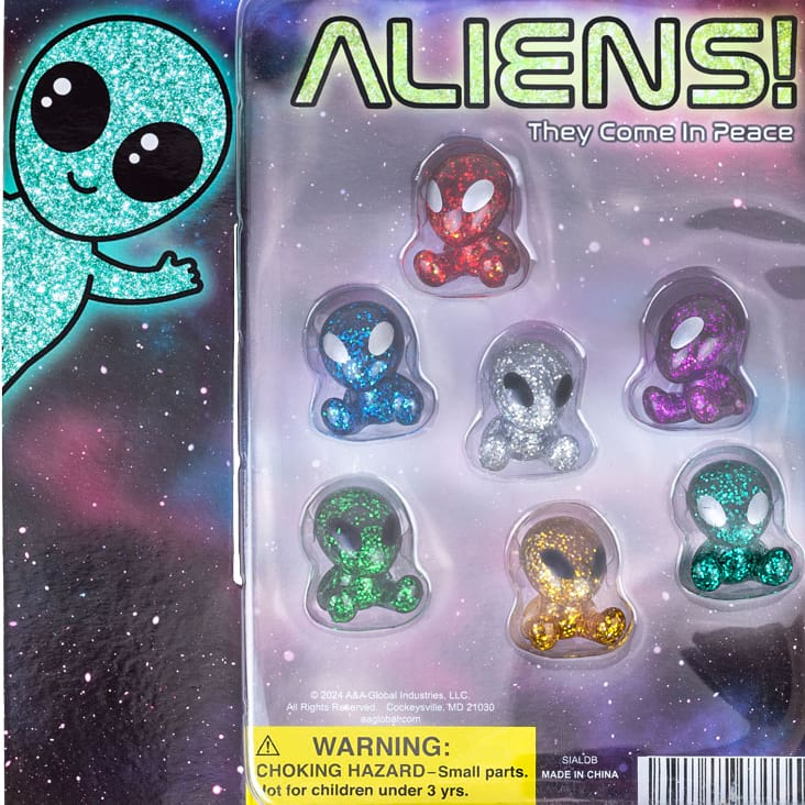 Sitting Glitter Alien Figures Vending Capsules (1-inch) 250 ct