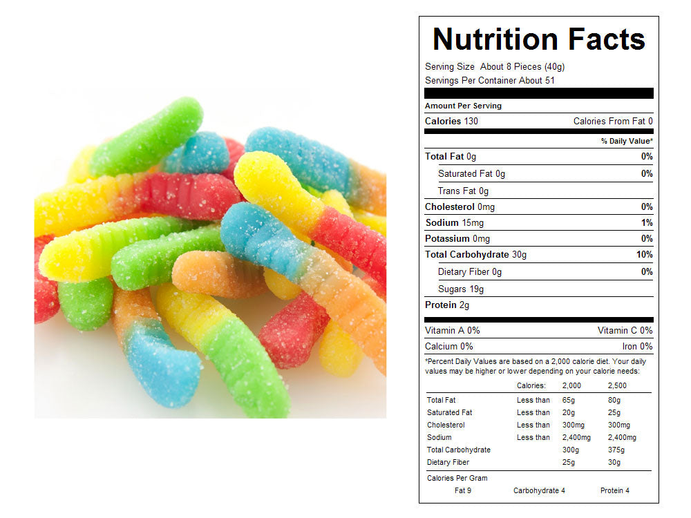 Sour Mini Neon Bulk Gummy Worms 18 lbs