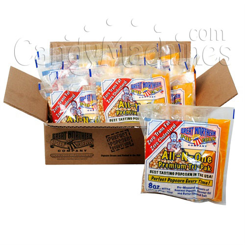 Buy 8 Oz. All-N-One Premium Tri-Pak Portion Popcorn - 12 Pack - Vending