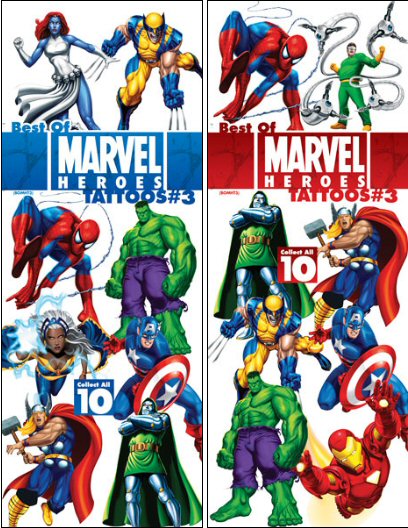 Buy Best of Marvel Comic Heroes 3 Vending Tattoos 