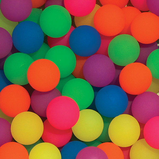100 32mm Assorted Bouncy Balls by SuperBouncyBalls.com.