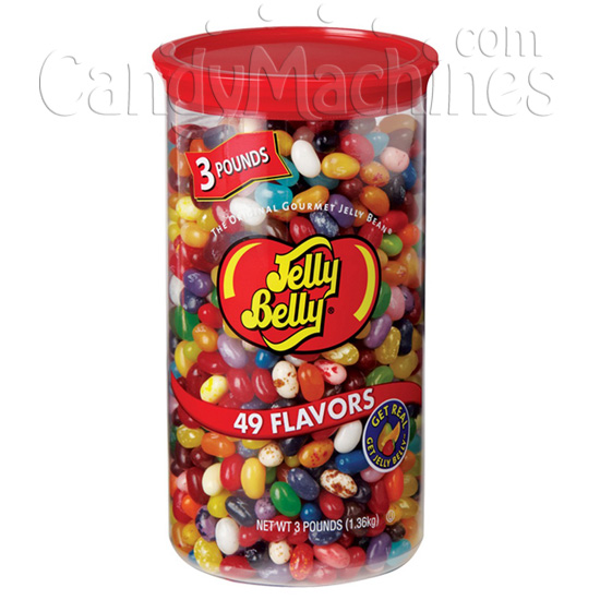 Jelly Belly 49 Assorted Flavor Jelly Beans - 3 lb. Clear Can