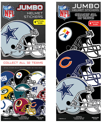 NFL Football Jumbo Helmet Vending Machine Stickers - Click Here To Buy!